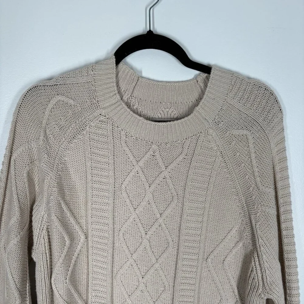 Hunter Boot LTD Men SZ M Cream Cable Knit Crew Neck Wool Bl Pullover Sweater NWT